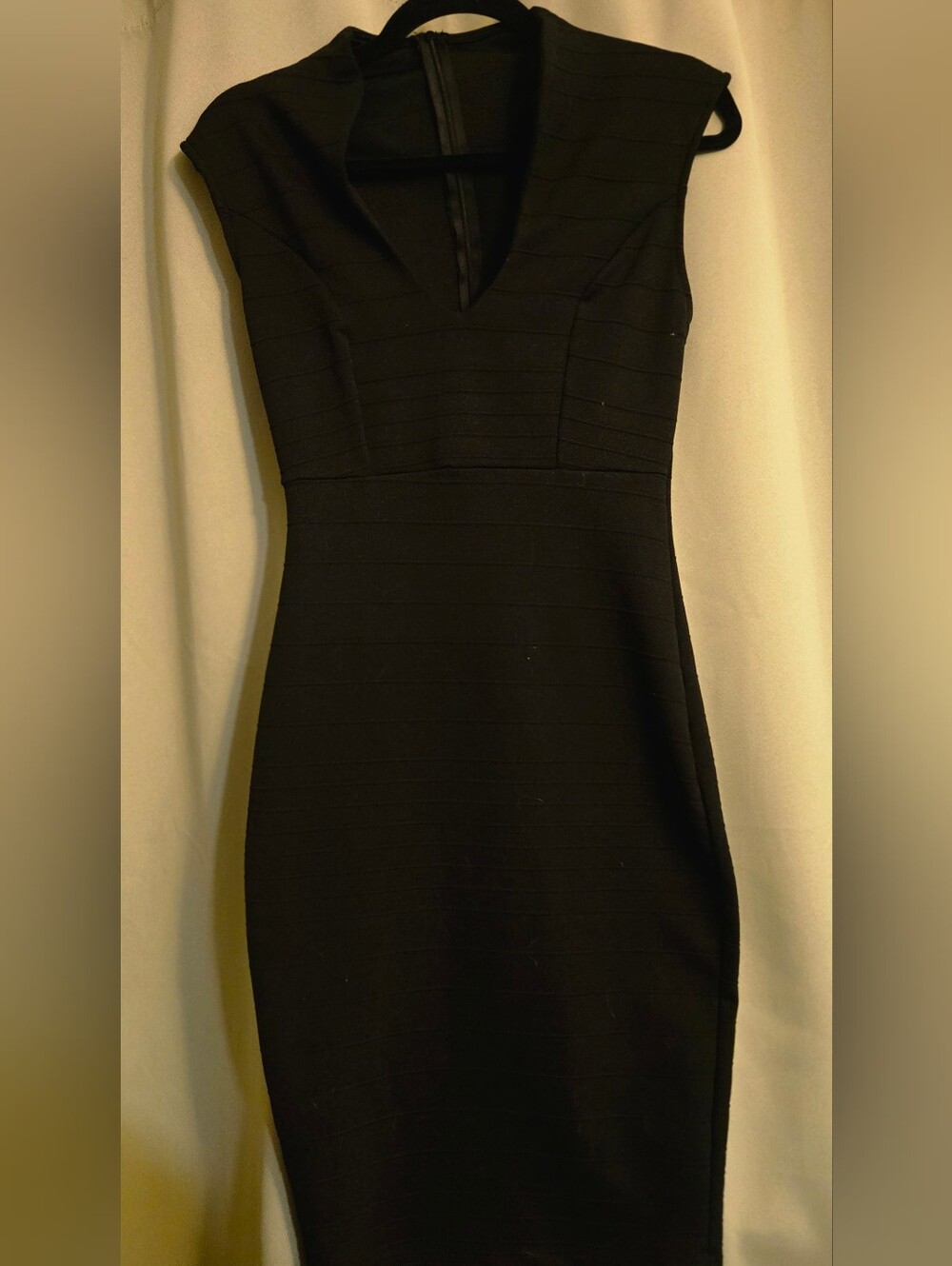 Express Black Midi Sheath Dress with V-Notch